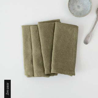 Zero Waste Martini Olive Linen Napkins Set of 4 - Linen Tales 