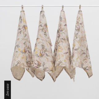 Zero Waste Meadow on Natural Linen Kitchen Towels Set of 4 - Linen Tales 
