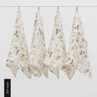 Zero Waste Mistletoe Linen Kitchen Towels Set of 4 - Linen Tales 
