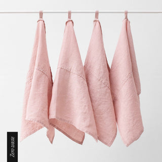 Zero Waste Misty Rose Linen Kitchen Towels Set of 4 - Linen Tales USA 