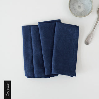Zero Waste Navy Linen Napkins Set of 4 - Linen Tales 