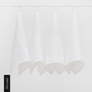 Zero Waste Optical White Linen Kitchen Towels Set of 4 - Linen Tales 