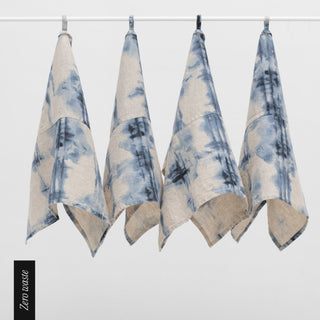 Zero Waste Tie Dye on Natural Linen Kitchen Towels Set of 4 - Linen Tales 