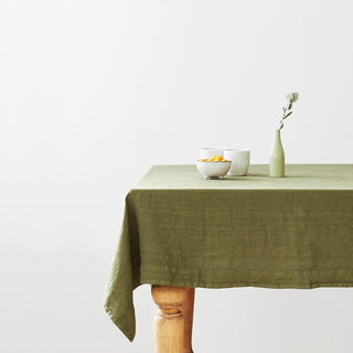 Martini Olive Washed Linen Tablecloth 1