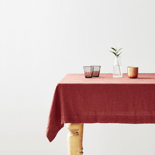 Red Pear Washed Linen Tablecloth 1