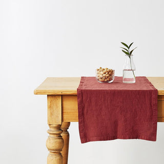 Red Pear Washed Linen Table Runner 1