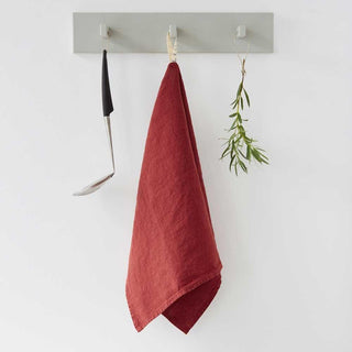 Red Pear Washed Linen Tea Towel 1
