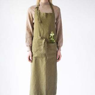 Martini Olive Washed Linen Chef Apron 1