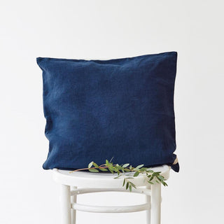 Navy Washed Linen Cushion Cover 
