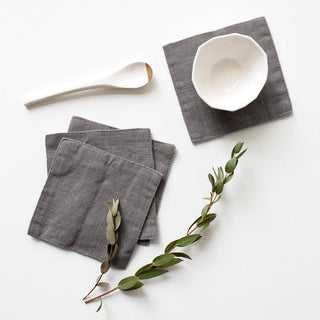 Set of 4 Ash Washed Linen Coasters 