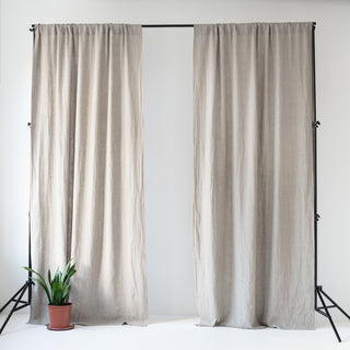 Natural Linen Night Time Tunnel Top Curtain Set of 2 1