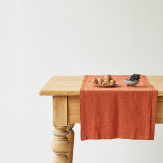 Baked Clay Washed Linen Table Runner 1