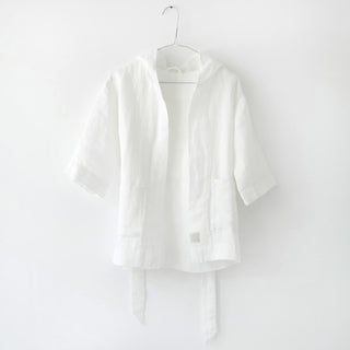 White Kids Linen Bathrobe 