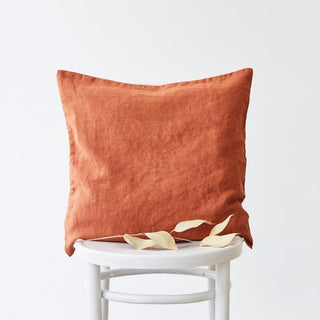 Baked Clay Washed Linen Cushion Cover 