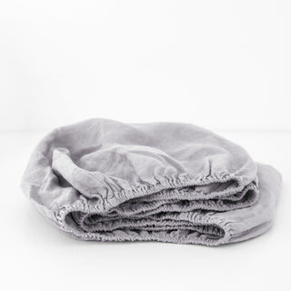 Light Grey Kids Washed Linen Fitted Sheet 1