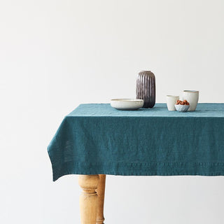 Deep Water Washed Linen Tablecloth 