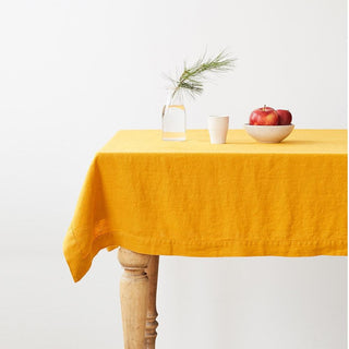 Mustard Washed Linen Tablecloth 1