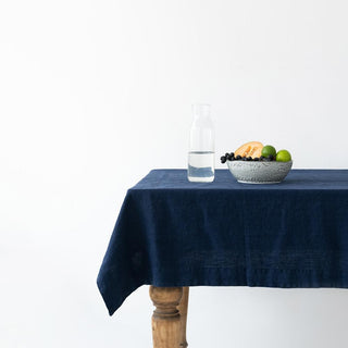 Navy Washed Linen Tablecloth 