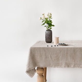 Natural Washed Linen Tablecloth with Fringes 