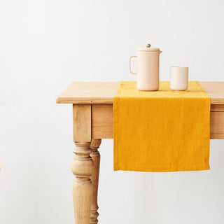 Mustard Washed Linen Table Runner 