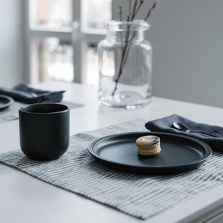 Thin Black Stripe Washed Linen Placemat 3