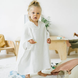 White Kids Linen Poncho 2 