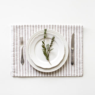 Natural Stripes Washed Linen Placemat 1