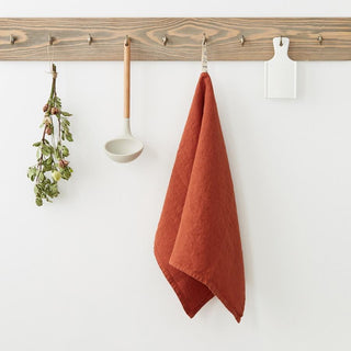 Baked Clay Washed Linen Tea Towel 