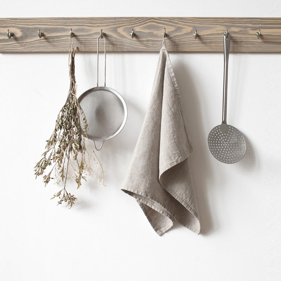 Smoke Gray Kitchen Towel, Linen Towel With Loop, Linen Tea Towel