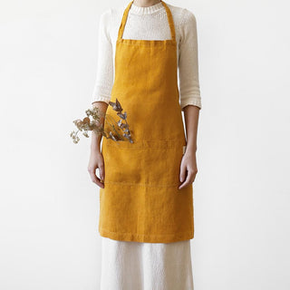Mustard Washed Linen Apron 1