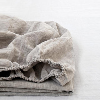 Melange Fitted Washed Linen Bed Sheet 