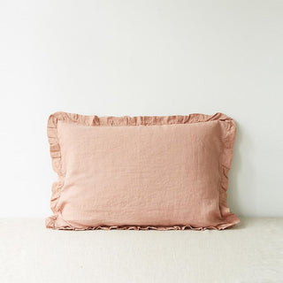 Cafe Creme Frilled Washed Linen Pillowcase 