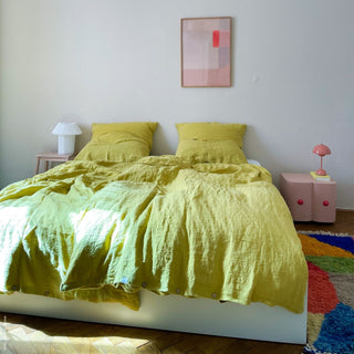 Lemon Curry Linen Duvet Cover 4