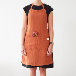 Baked Clay Washed Linen Apron 
