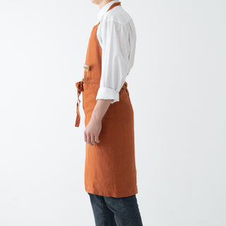 Baked Clay Washed Linen Chef Apron 3