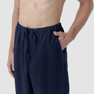 Bilberry Blue Color Currant Men's Linen Loungewear Set Trousers 5