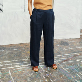 Bilberry Blue Linen Willow Trousers 1