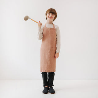 Cafe Creme Kids Washed Linen Apron with Ladle 