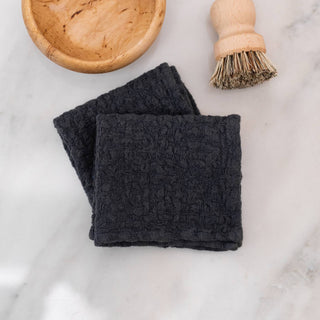 Set of 2 Dark Grey Linen Dishcloths 2 
