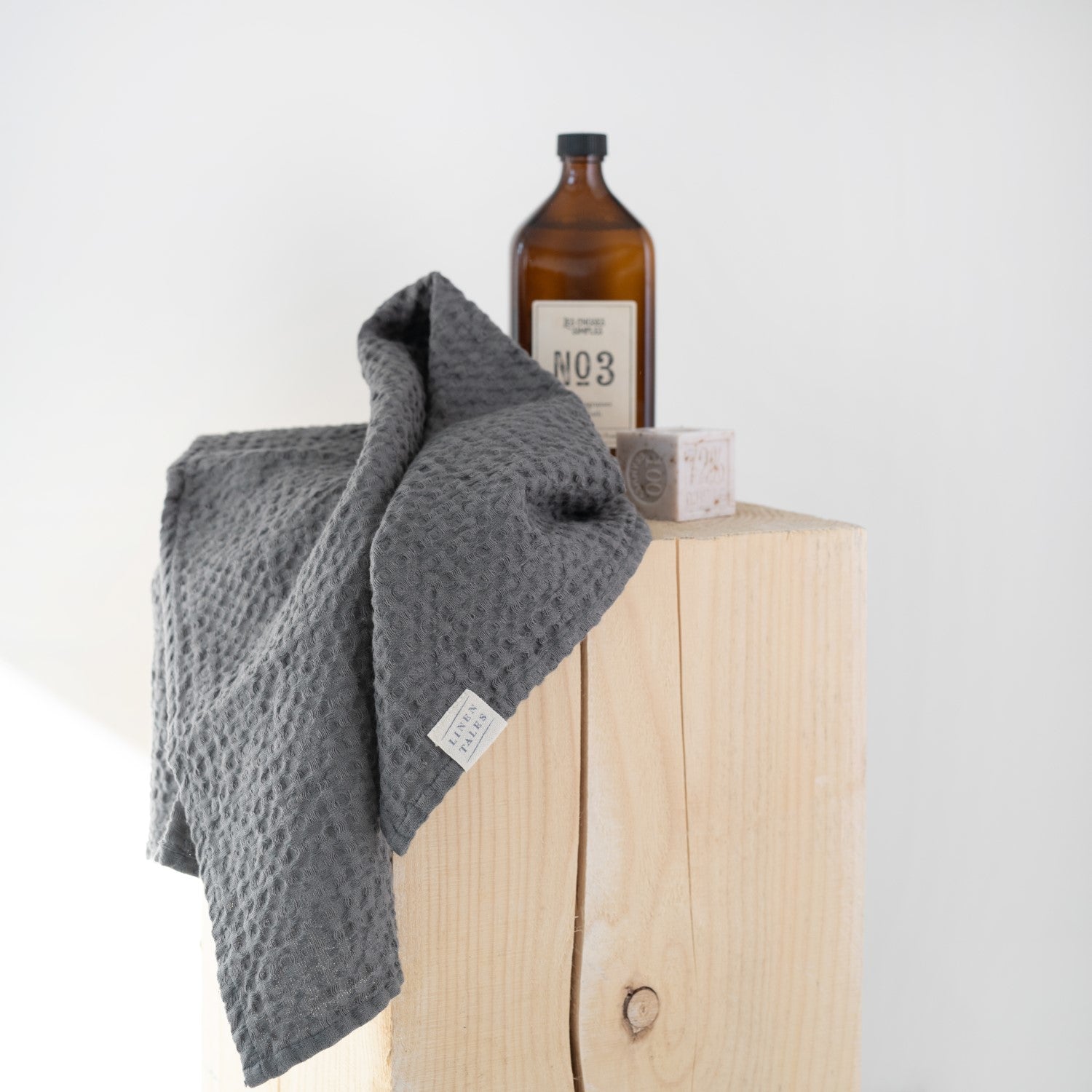 Powder Linen & Cotton Honeycomb Waffle Towel