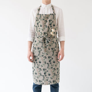 Eucalyptus on Natural Washed Linen Chef Apron 1