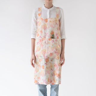 Floral Washed Linen Pinafore Apron 1