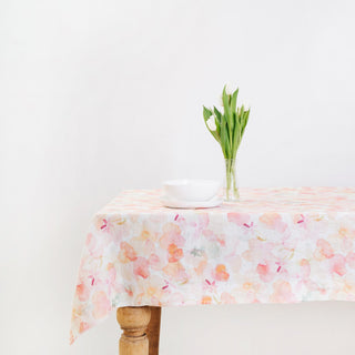 Floral Washed Linen Tablecloth 