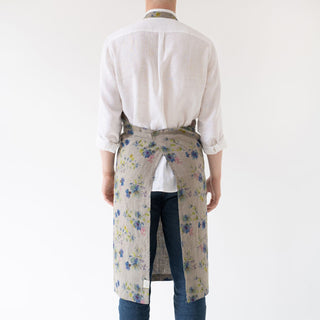 Flowers on Natural Washed Linen Chef Apron 2