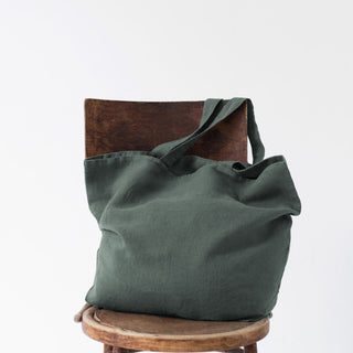 Forest Green Big Linen Bag 2