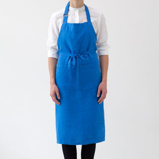French Blue Washed Linen Chef Apron 1