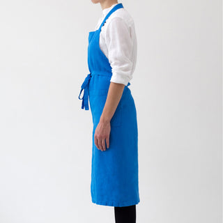 French Blue Washed Linen Chef Apron 2 