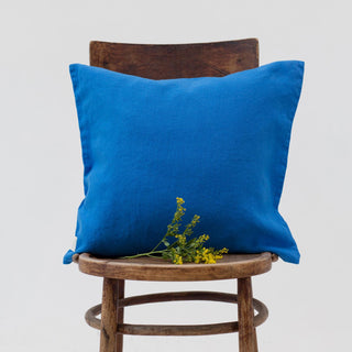 French Blue Washed Linen Cushion Cover 
