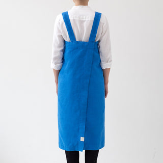 French Blue Washed Linen Pinafore Apron 2 
