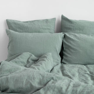 Green Milieu Washed Linen Duvet Cover Set 4 4